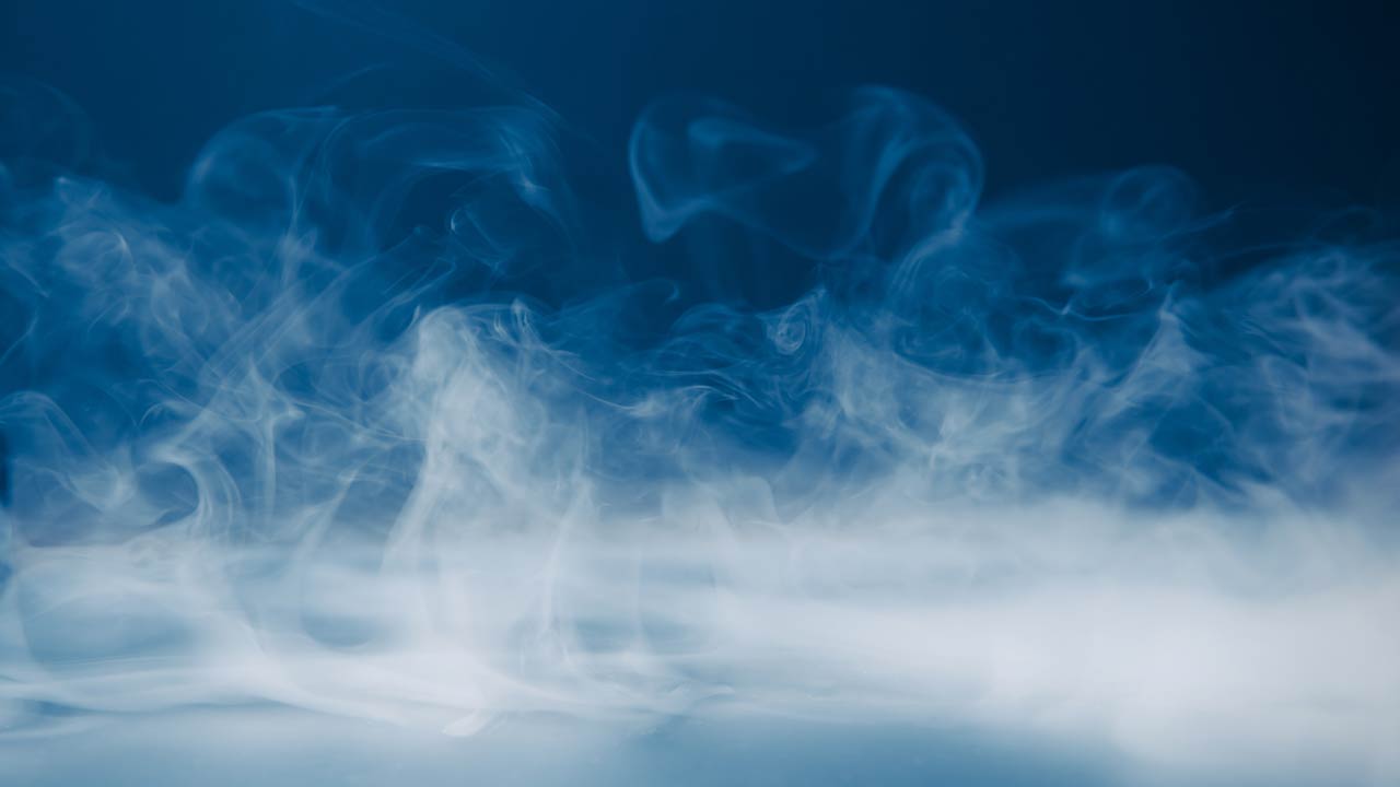 Mist against a blue background