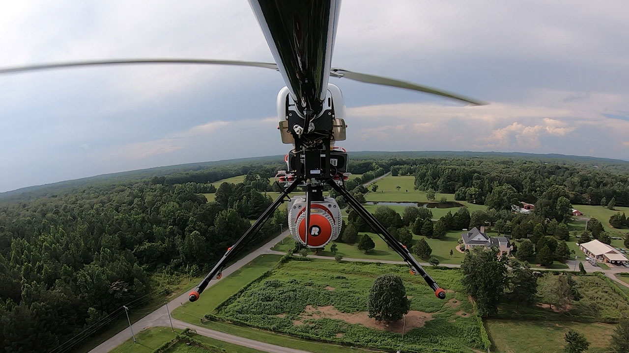 Aerial image from a Tetra Tech UAS surveying transmission line infrastructure