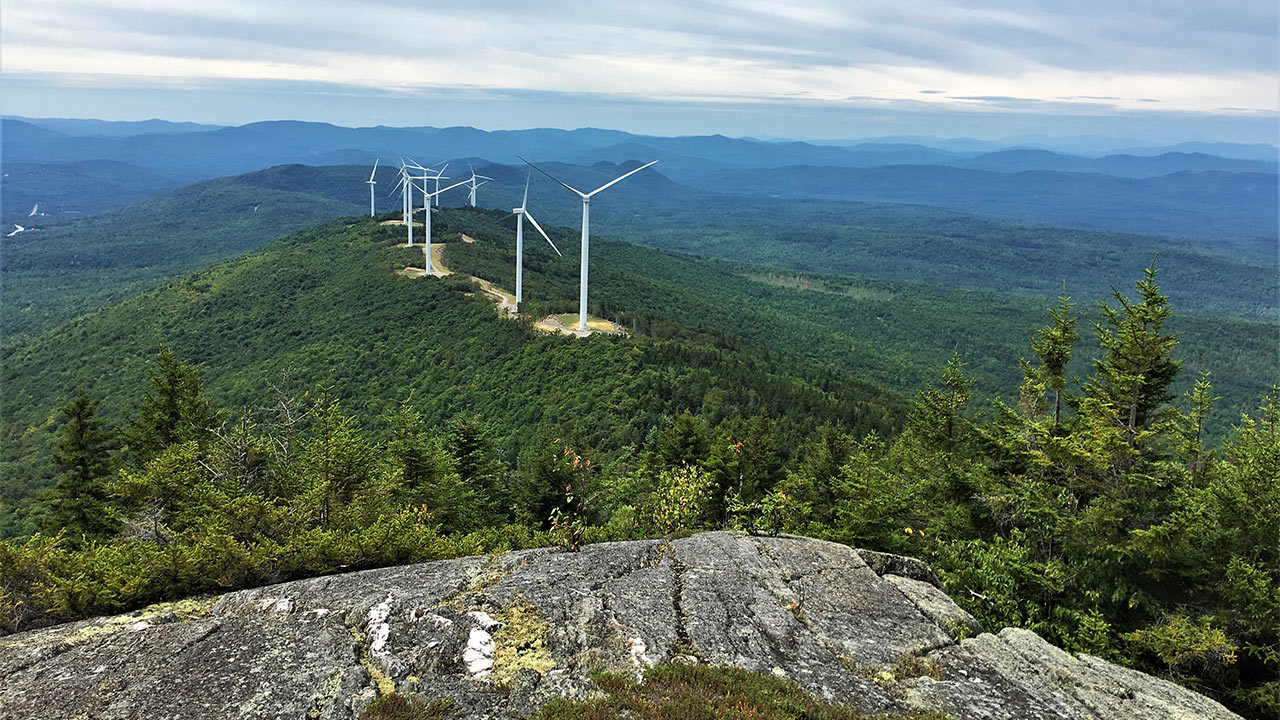 View of Saddleback Ridge Wind from Saddleback Mountain to the north