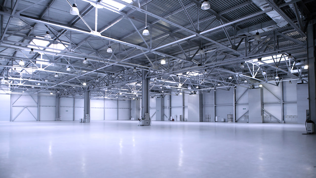 A large empty warehouse