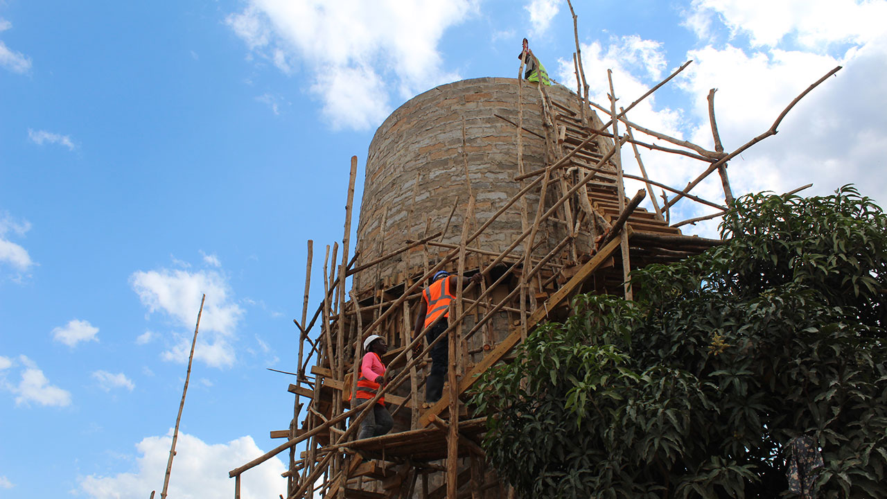 Construction monitoring on a raised tank for a water system that will provide drinking water to more than 3,000 people