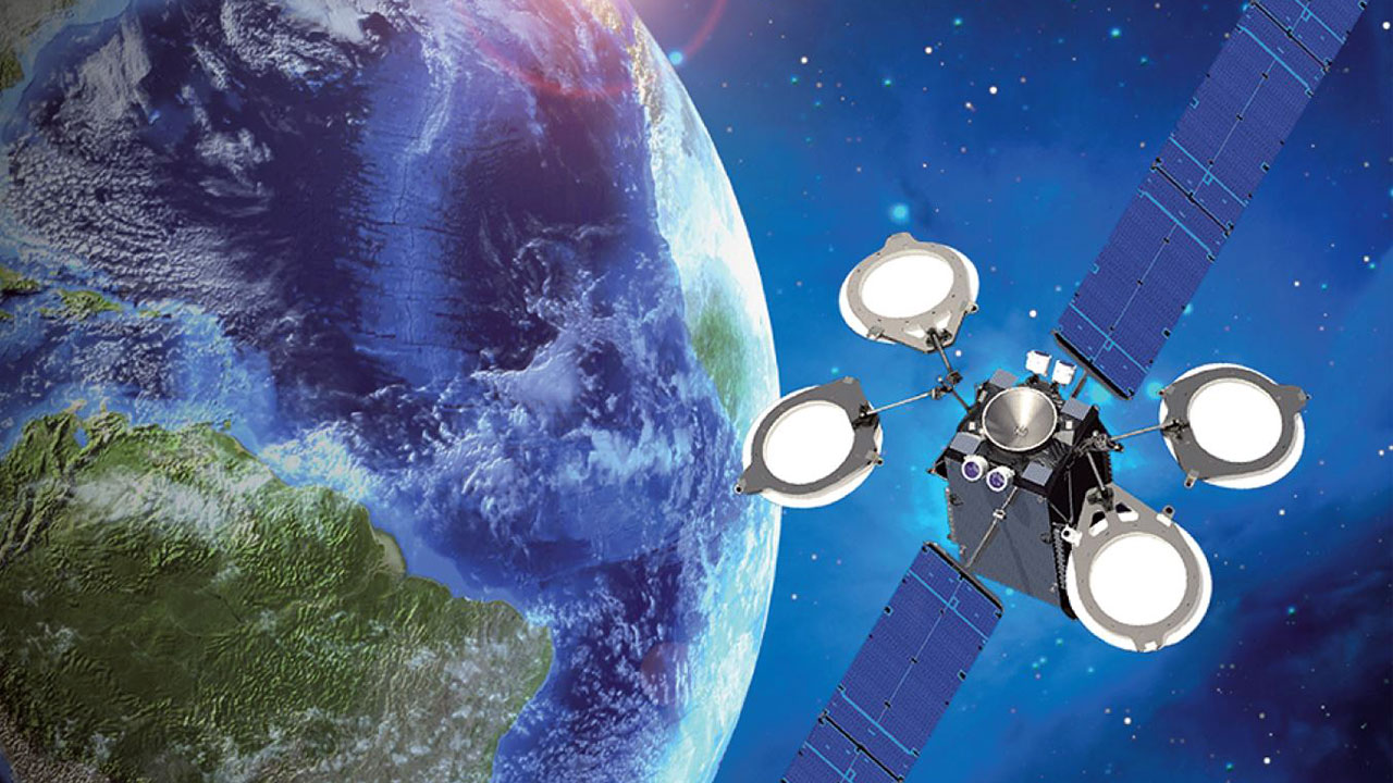 Satellite navigation system orbiting earth