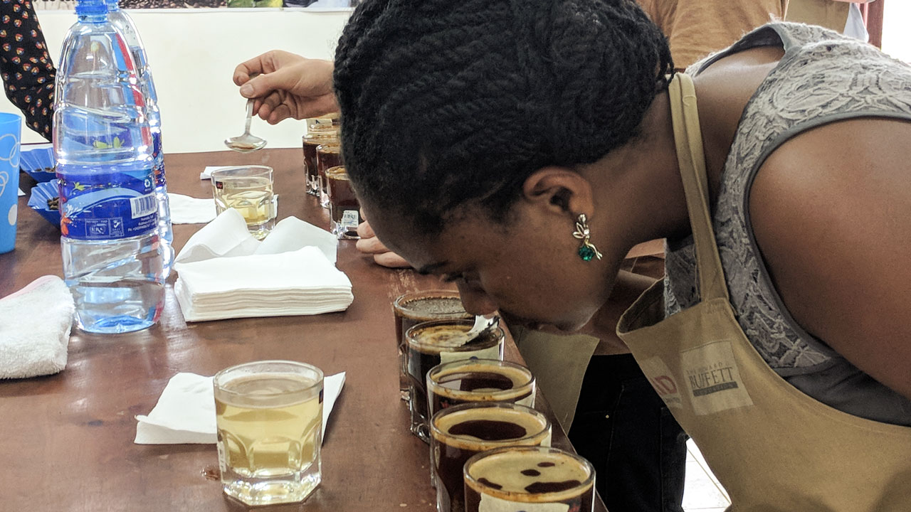Tetra Tech organized a cupping event for World Coffee Day at the coffee lab in Bukavu, DRC