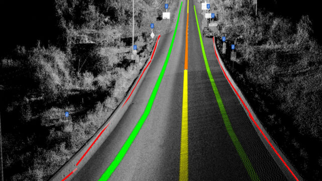 LiDAR Point Cloud with Road Corridor Assets Extraction (paint lines, pavement width, signs)