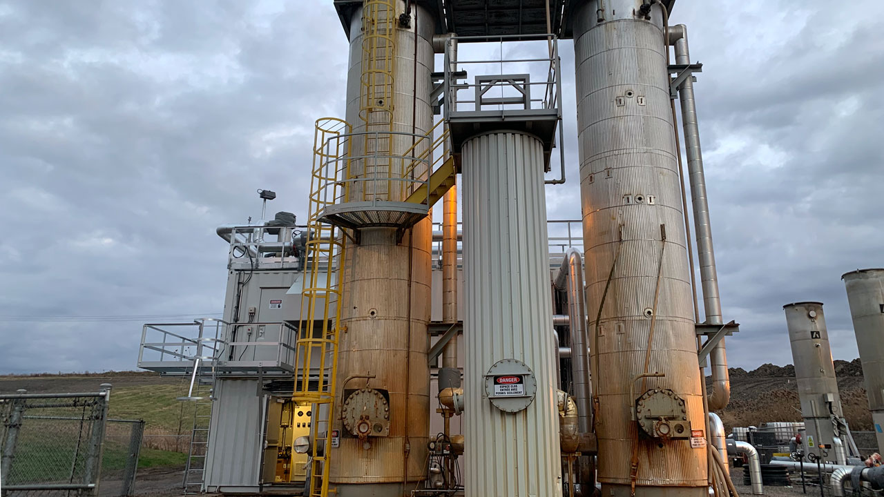 View of landfill gas collection and control system