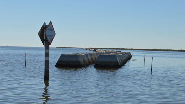 Midpoint of the breakwater complex and navigation sign where Tetra Tech provided engineering and design services