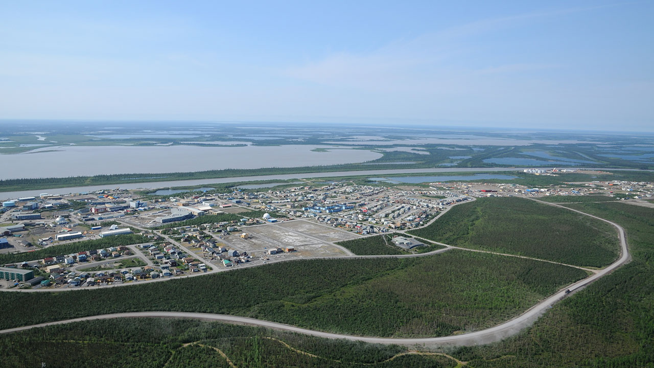 Town of Inuvik (looking west) located at the south end of the Inuvik Tuktoyaktuk Highway