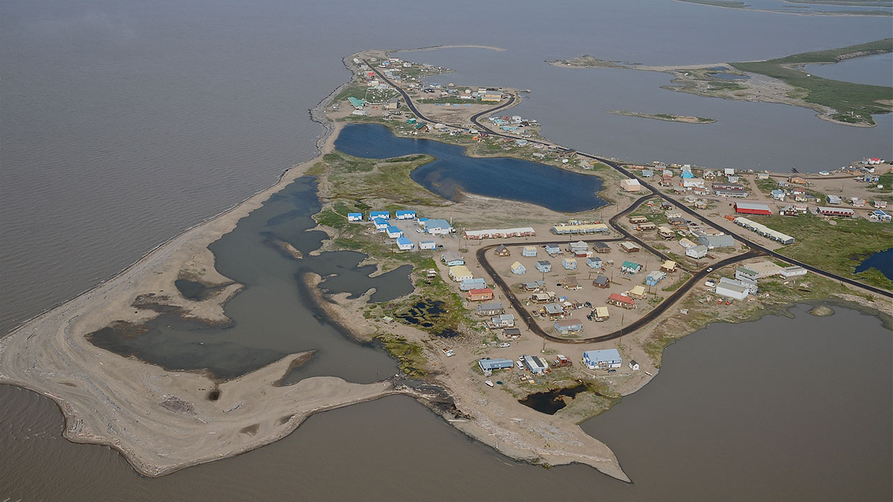 Hamlet of Tuktoyaktuk (looking north) located at the north end of the Inuvik Tuktoyaktuk Highway