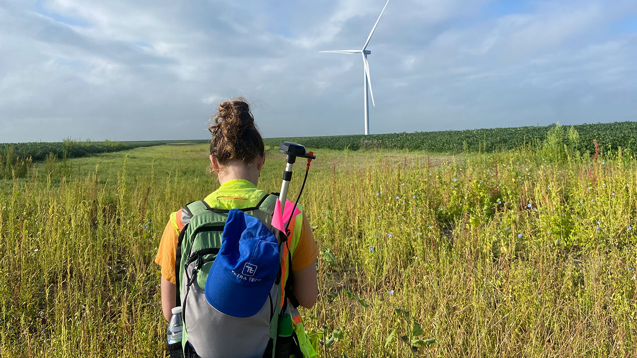 Tetra Tech employee conducts a wind farm survey