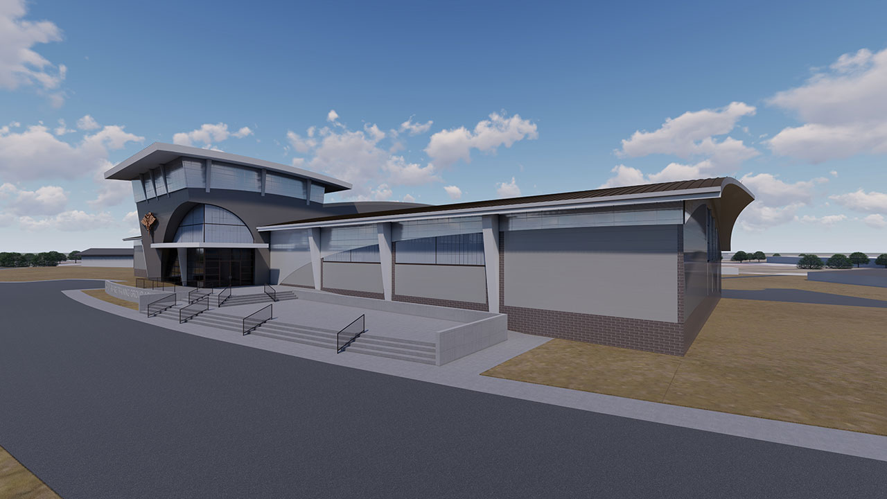 Rendering of the exterior facade of the Special Warfare Training Group Aquatics Tank Facility