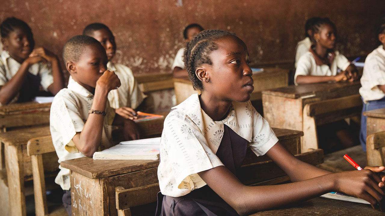 Students in classroom in Zambia