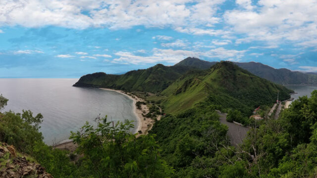 Aerial view of the Timor-Leste coastline where Tetra Tech is conducting an MCC project