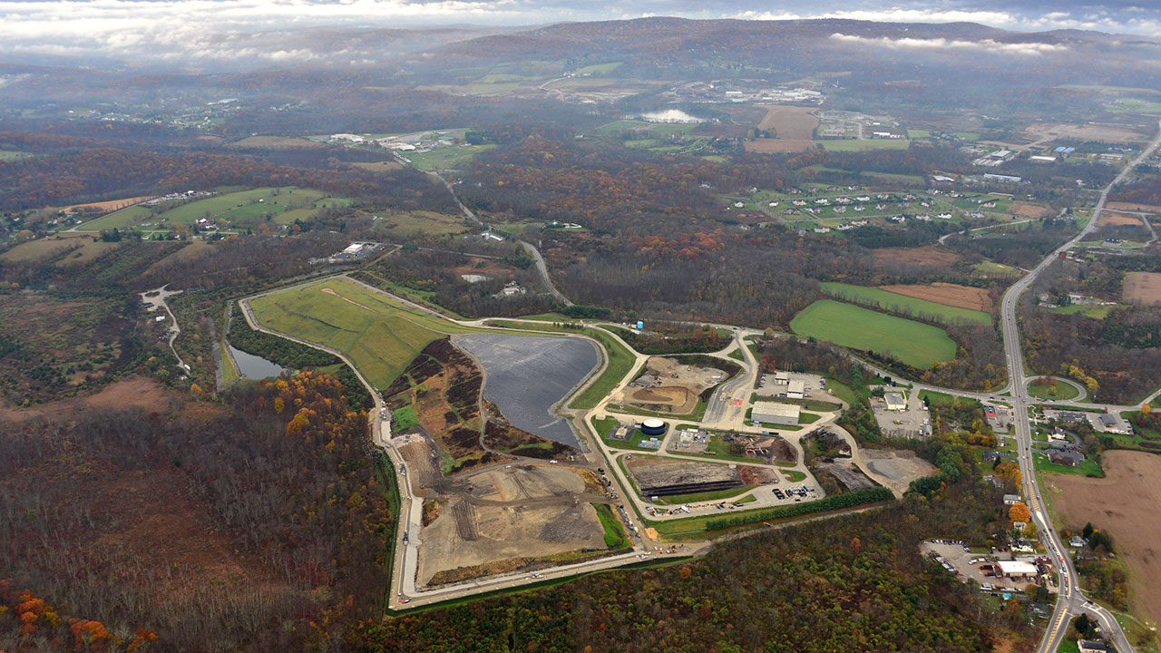 Aerial view of a landfill