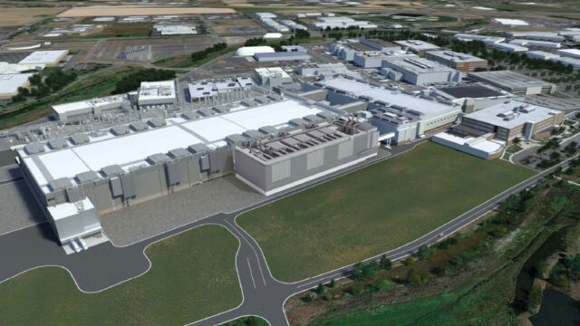 Rendering of microchip manufacturing facility