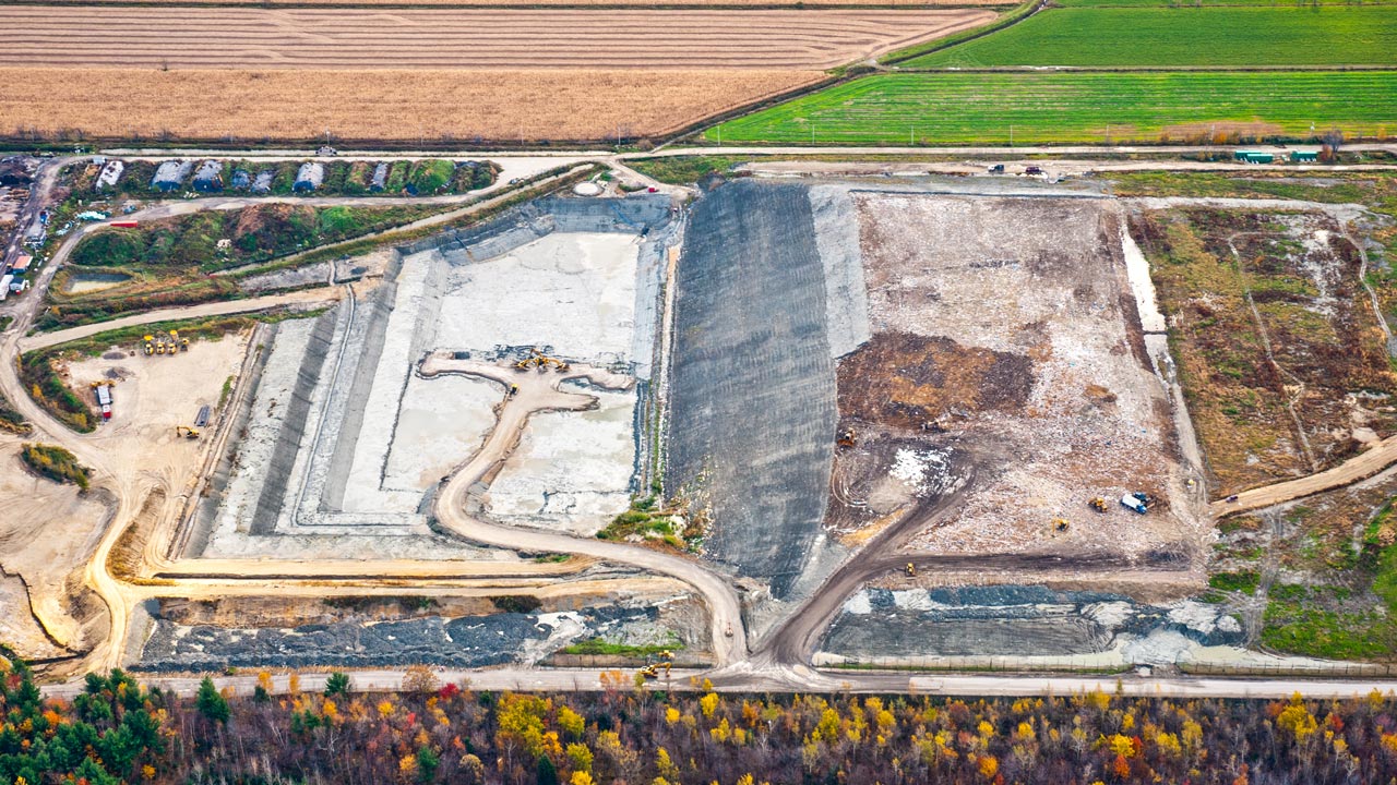 New waste disposal cell being built adjacent to active fill area