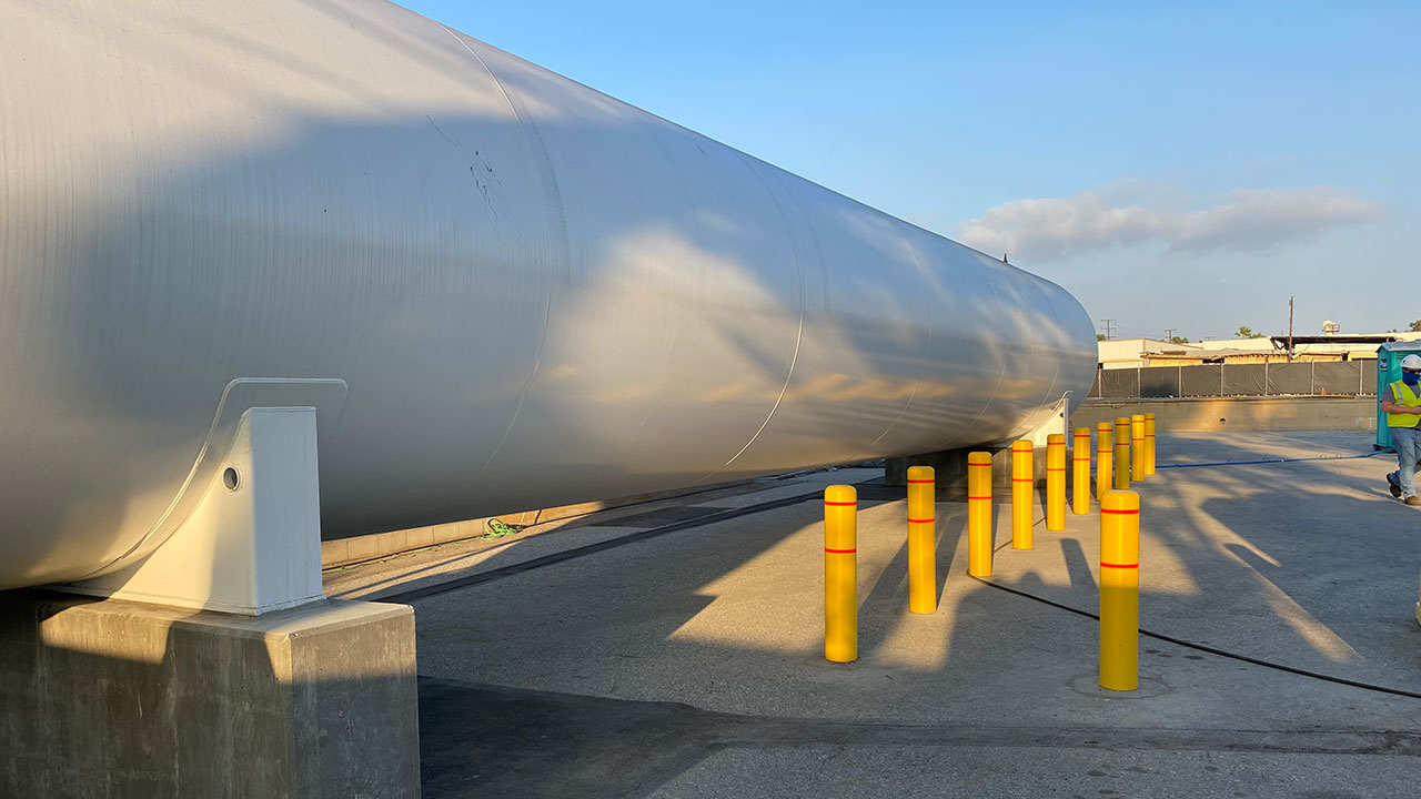 A 30,000 gallon renewable natural gas storage tank