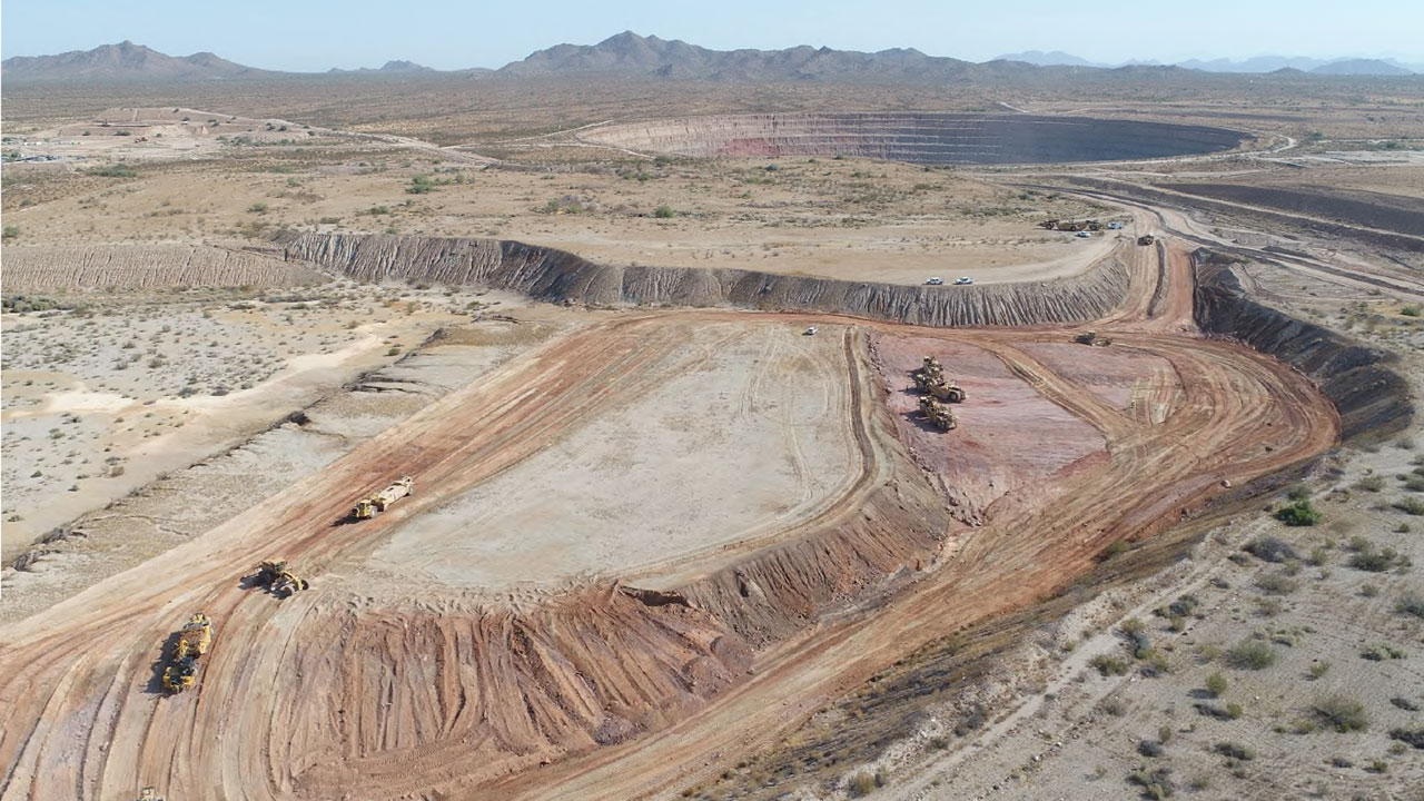 Aerial view of mining site in Arizona
