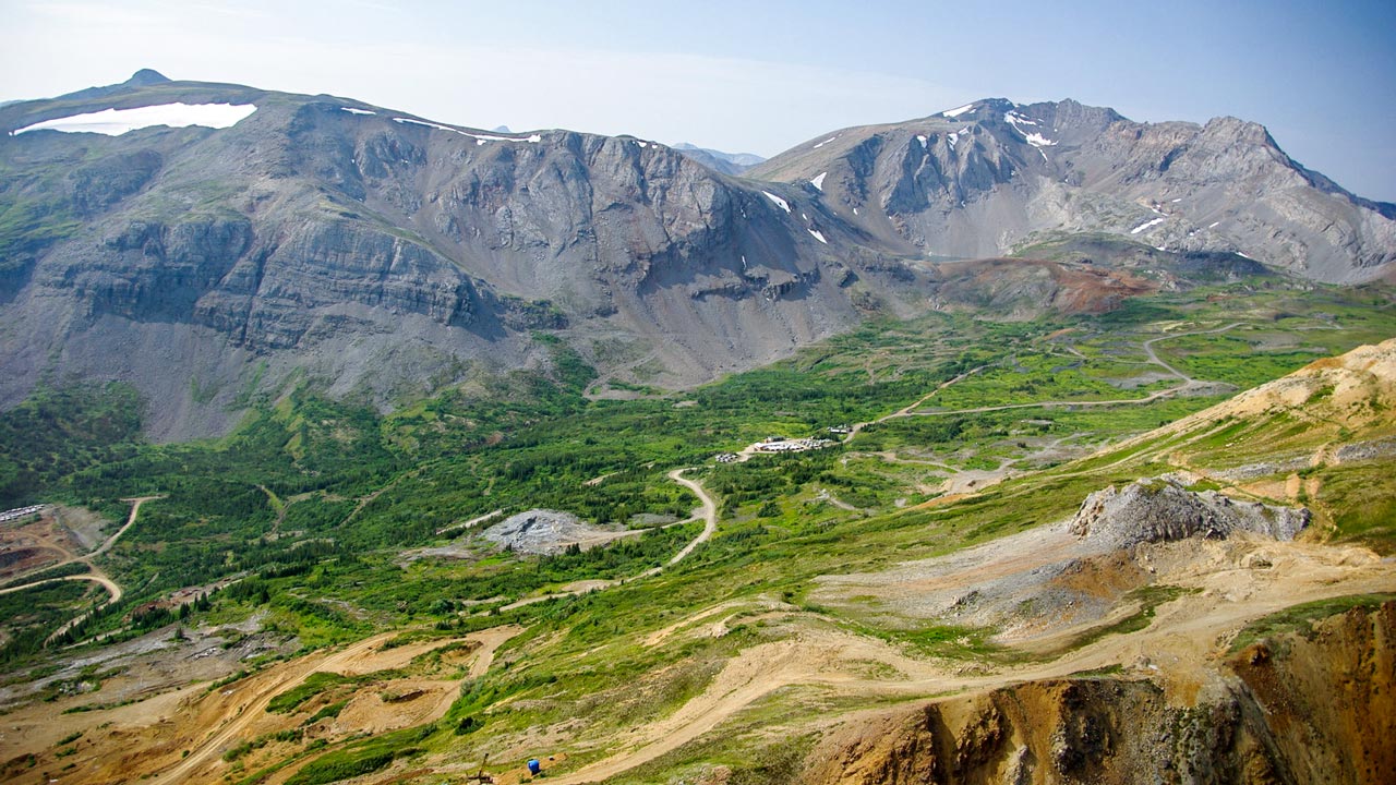 Aerial view of exploration work happening at the Ketza River Mine