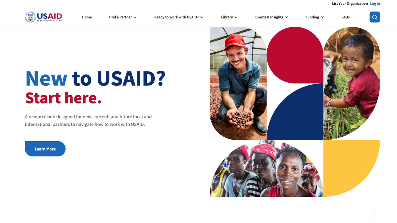 Screenshot of the WorkwithUSAID.org homepage