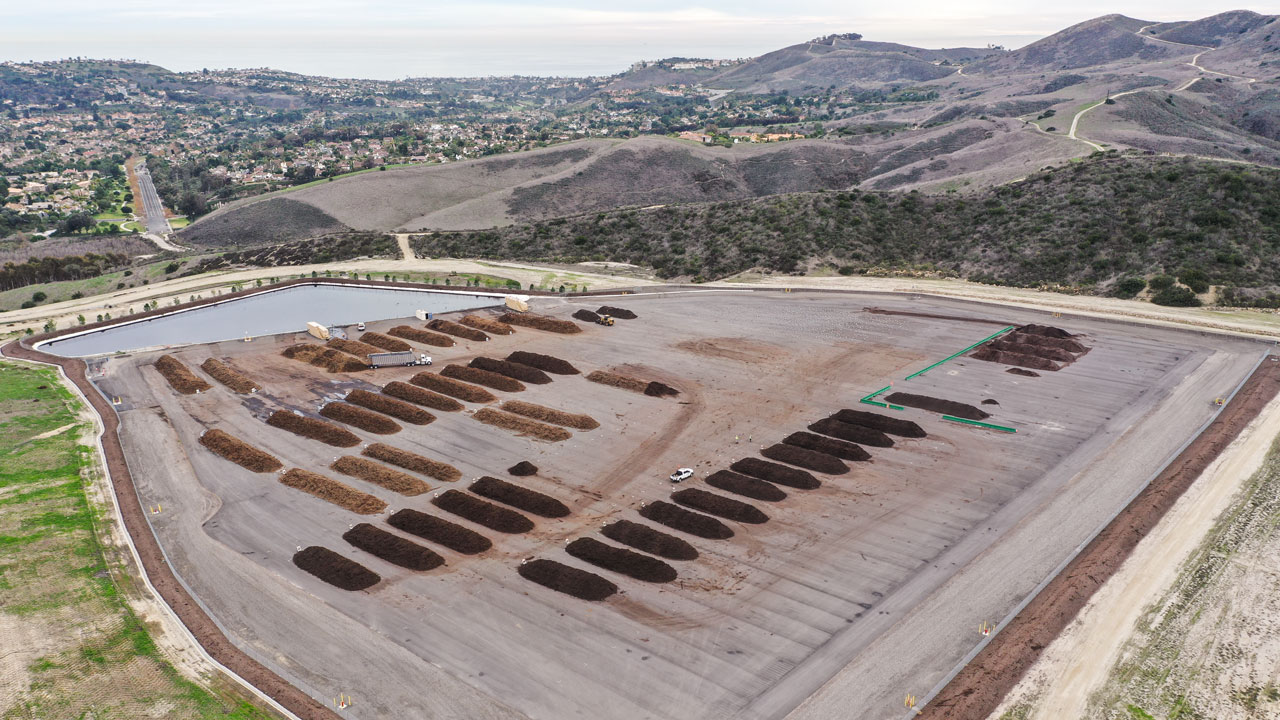 Aerated static piles used for curing organic material recovered from waste stream