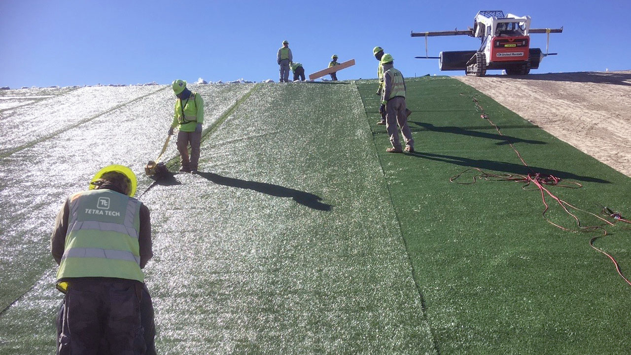 Tetra Tech installed the turf around the entire 2.4 mile perimeter