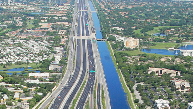 I-595 Corridor showing multiple interchanges