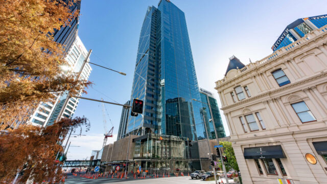 Exterior street view of the Commercial Bay tower