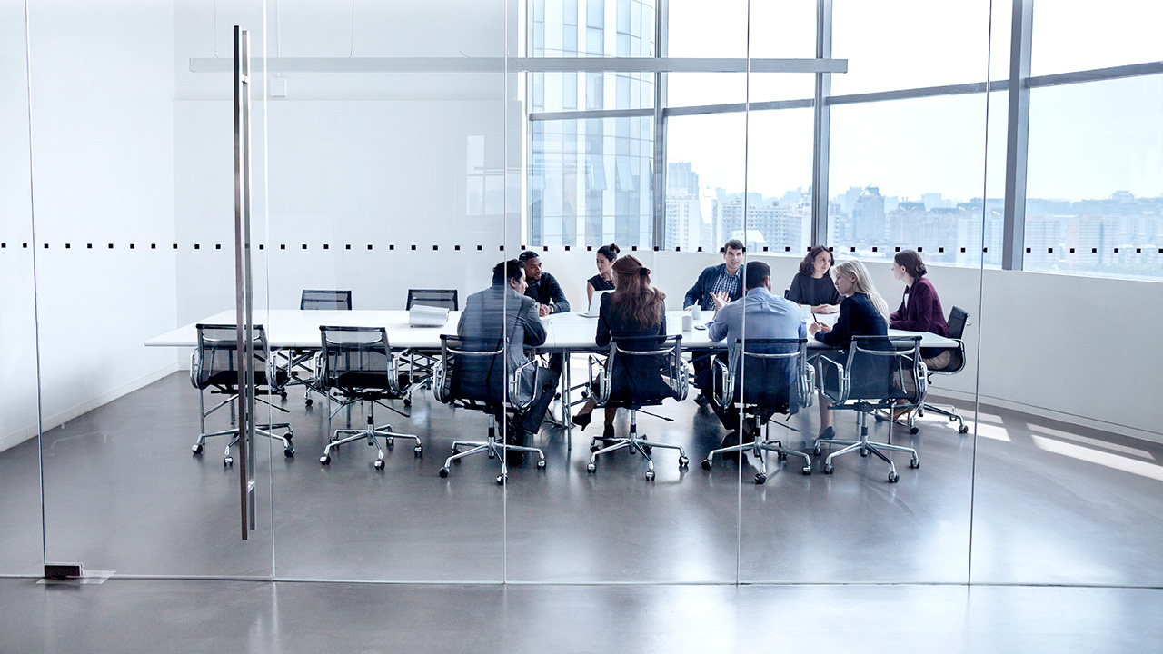 Colleagues at business meeting in conference room