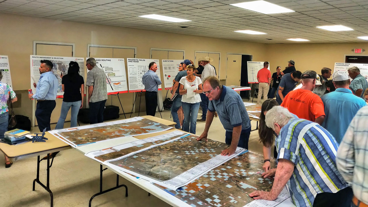 Community meeting discussing routing, permitting, and planning of Colorado's Power Pathway for Xcel Energy