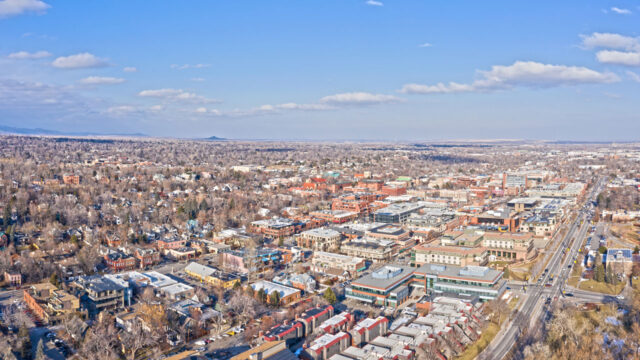 Aerial view of Boulder, Colorado, where Tetra Tech will assist with the Biogas Use Enhancement Project