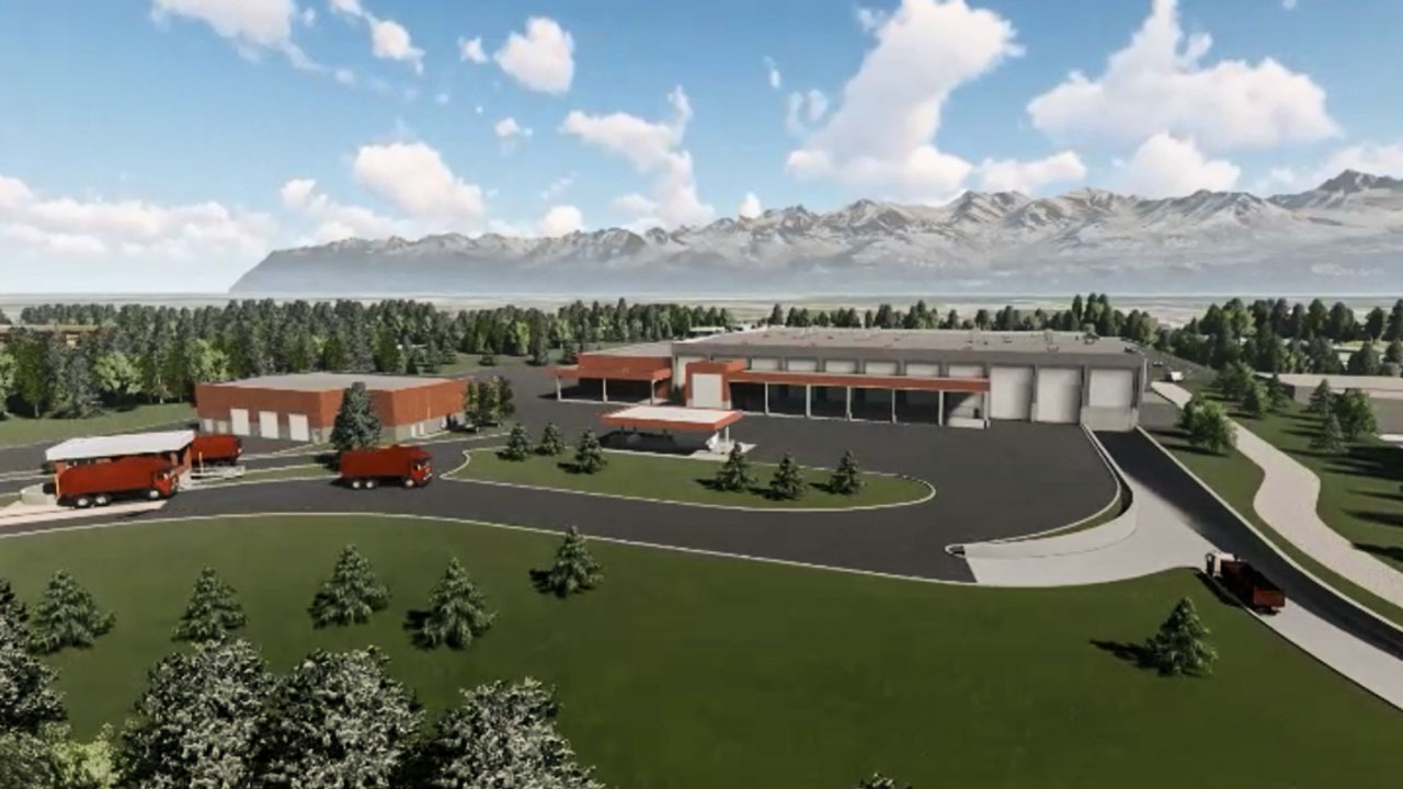 3D rendering of a new transfer station and recycling facility