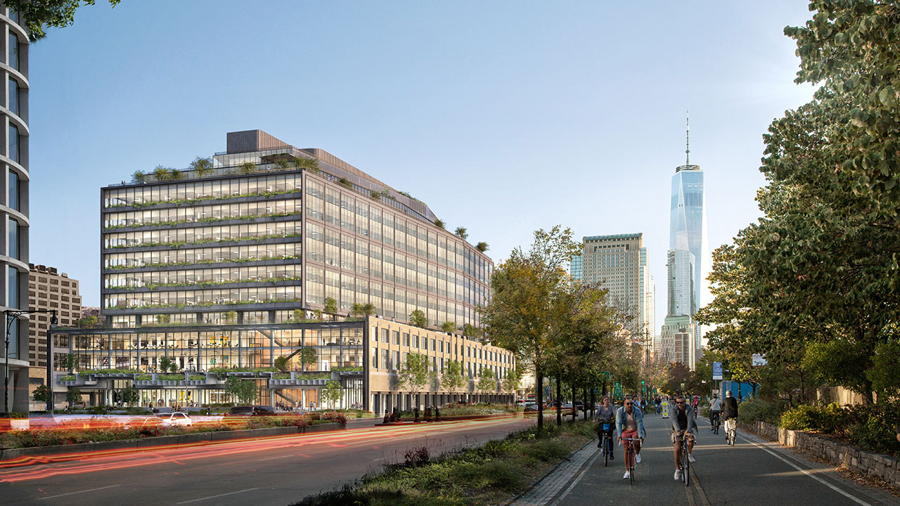 St. John’s Terminal on a beautiful New York City evening with One World Trade visible in the background