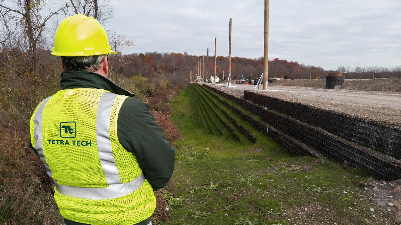 Tetra Tech employee overlooks MSE berm