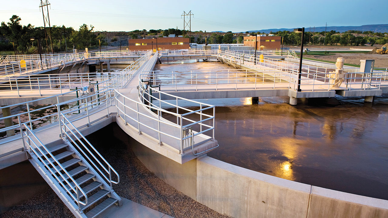 Evening view of the New Regional Wastewater Treatment Plant for Clifton Sanitation District, Colorado