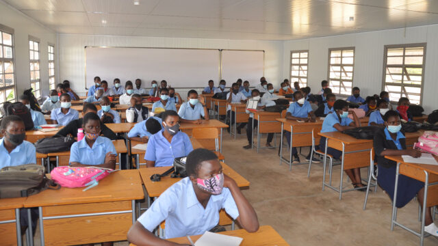 Students sit at their desks in a new SEED Urban classroom at the newly expanded Kawale school