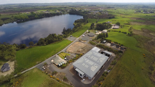 Aerial view of water treatment plant in Northern Ireland
