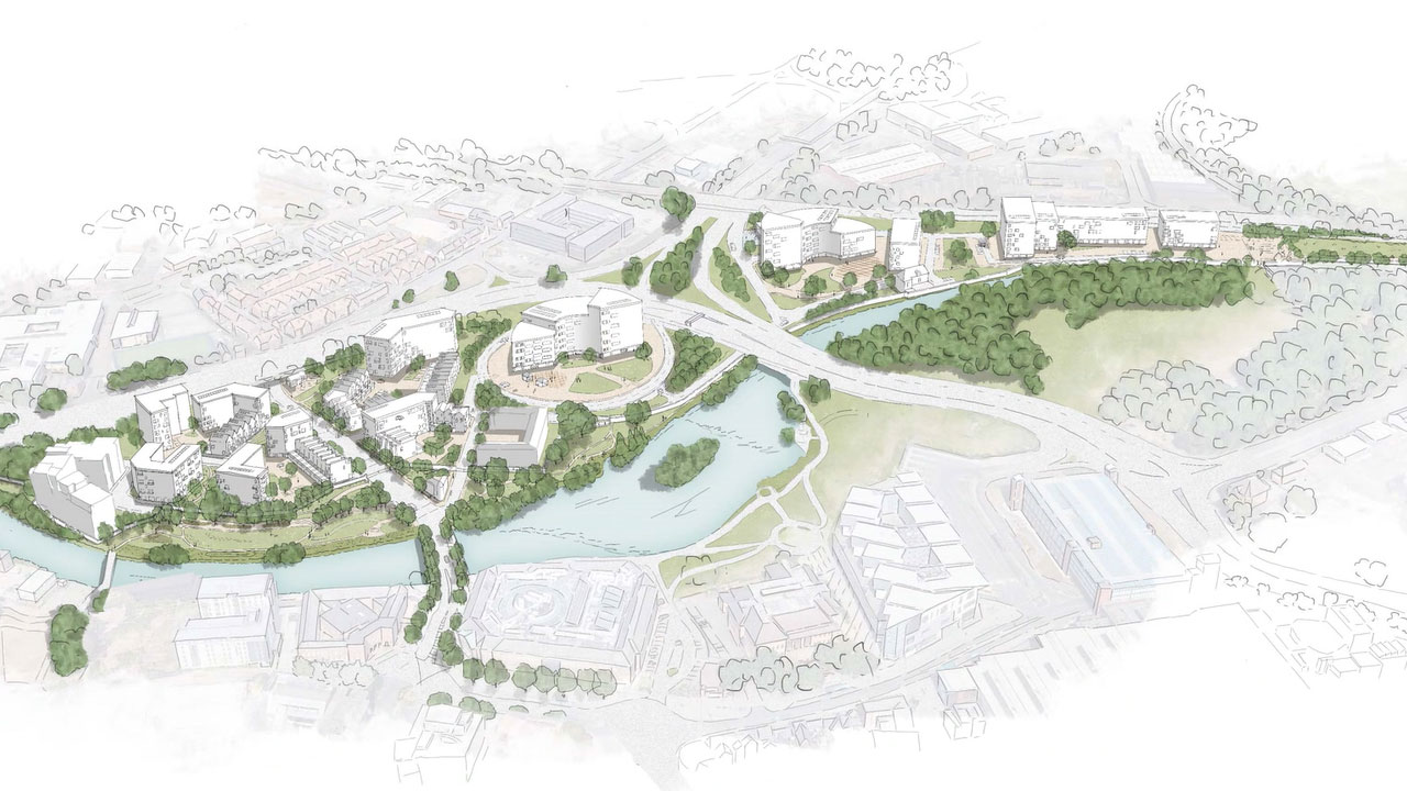 Schematic of Derby Riverside flood alleviation project
