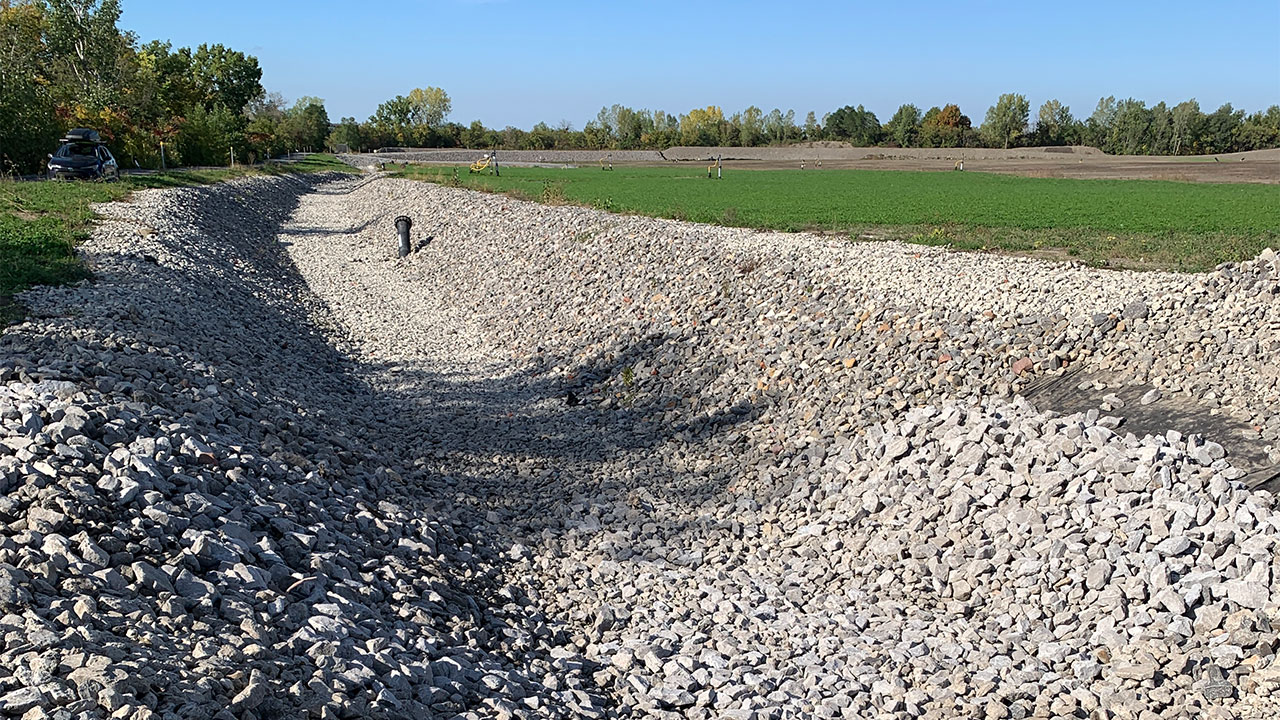 View of the surface water basin