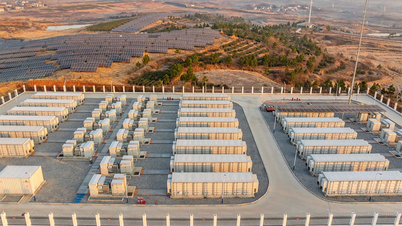 Aerial view of an energy storage power station