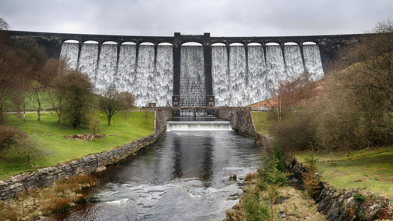 Giant dams at the Elan Valley area in Wales