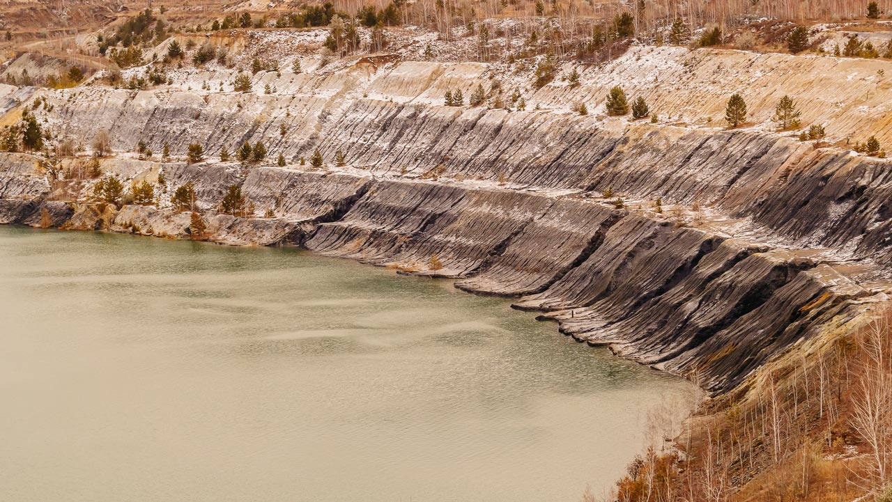 View of a gold mine quarry in the autumn time 