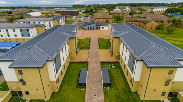View of a partially completed mixed residential development