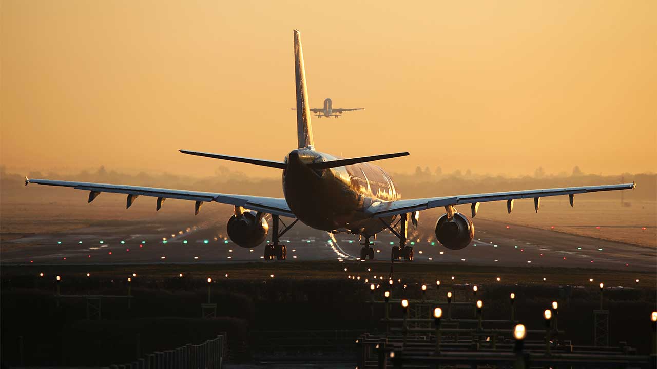 Photograph of an airplane on a runway