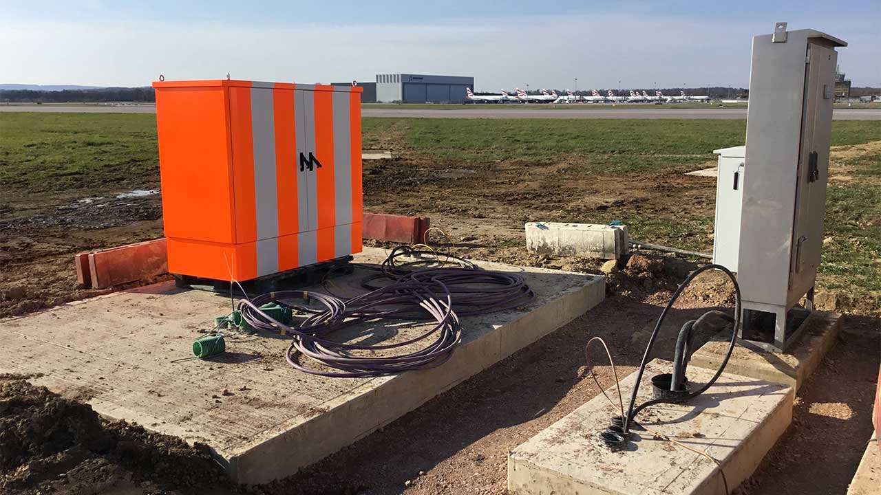 Photograph of a cable network at an airport