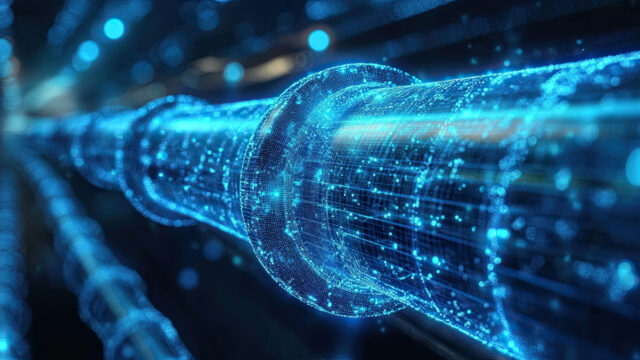 Water pipes with digital blueprint overlay