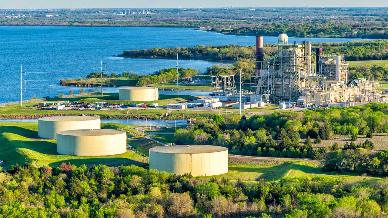 Aerial view of Lake Hubbard Power Plant in Dallas County, Texas