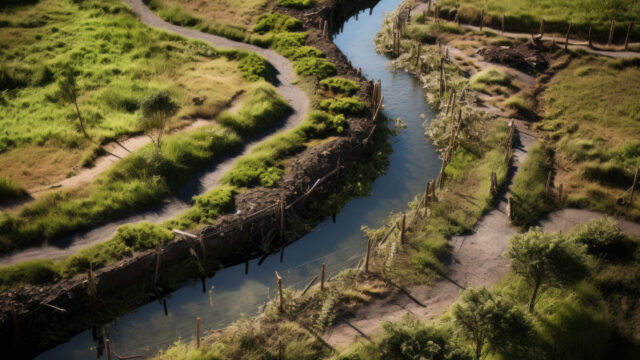 Arial view of a river landscape