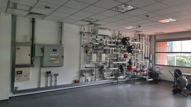 Photograph of the inside of a testing laboratory