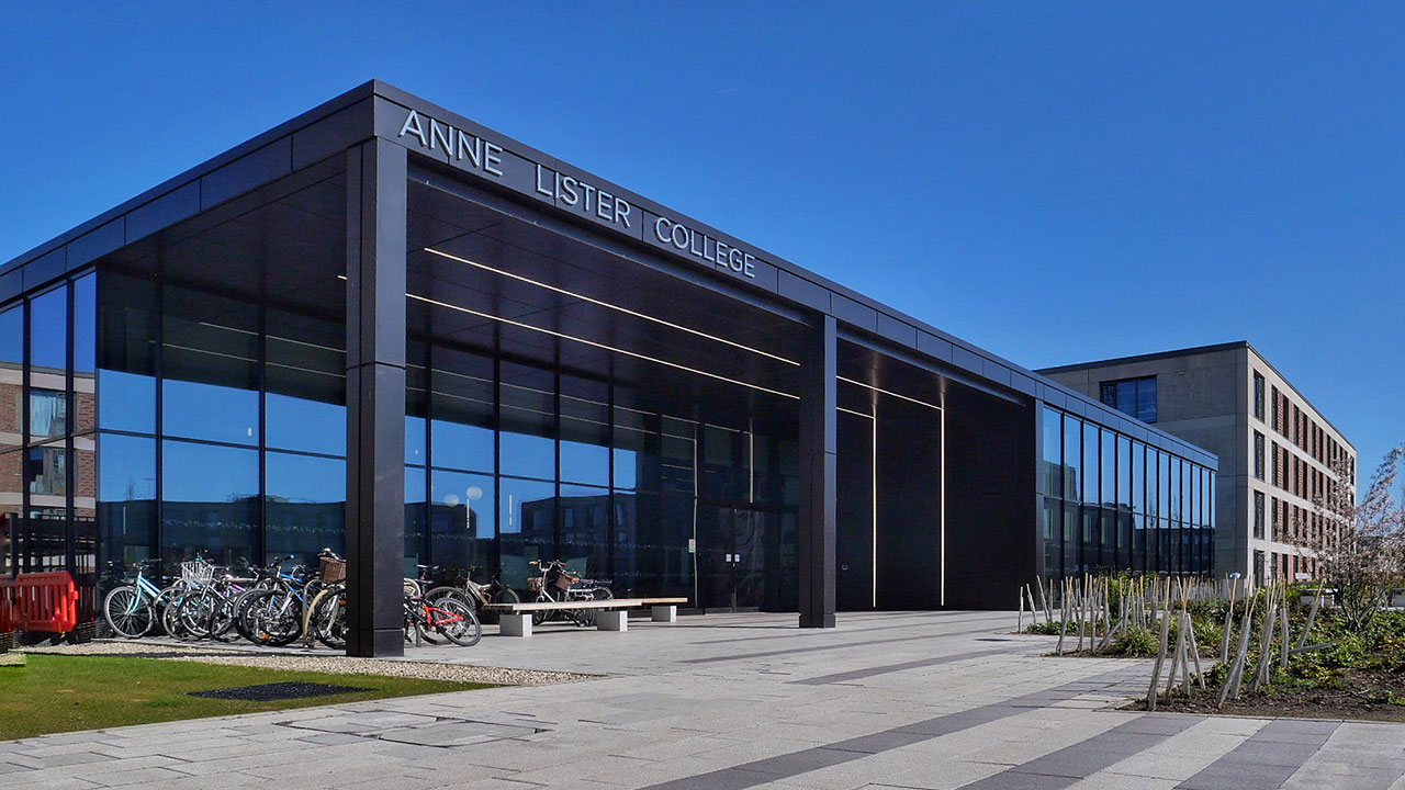 Image of the University of York campus in the sunshine