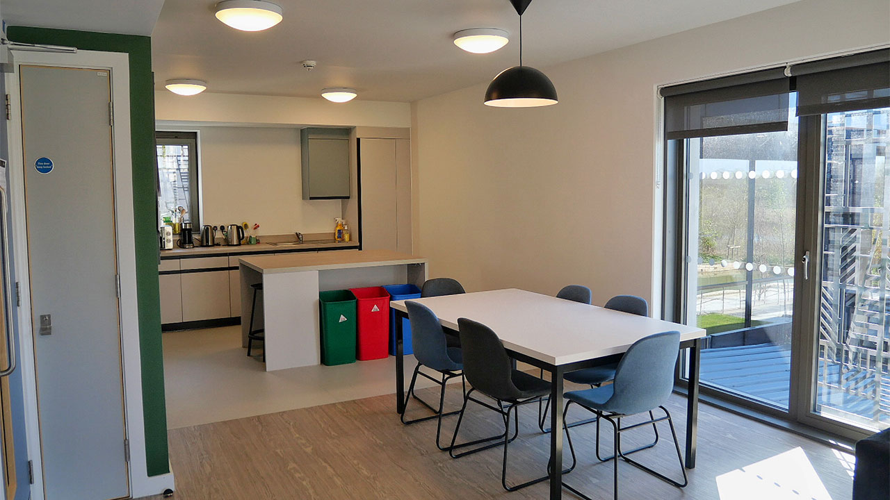 Photo of a dorm room dining room